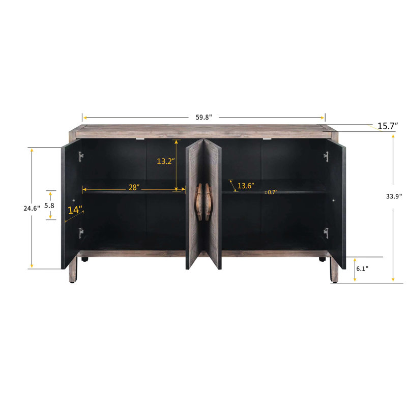 Armoire 4 portes Carman, Brun antique
