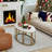 Oval Faux Marble Coffee Table with Sturdy Gold Metal Frame, Modern Center Tea Tables for Home&Office