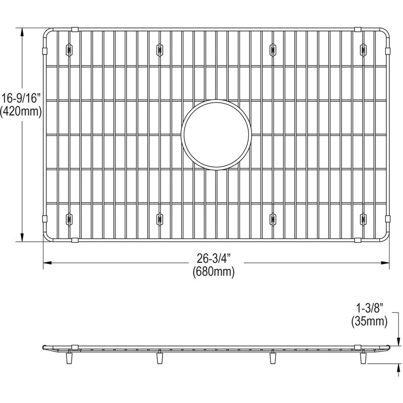 Grille d'évier 16,56 po x 26,75 po