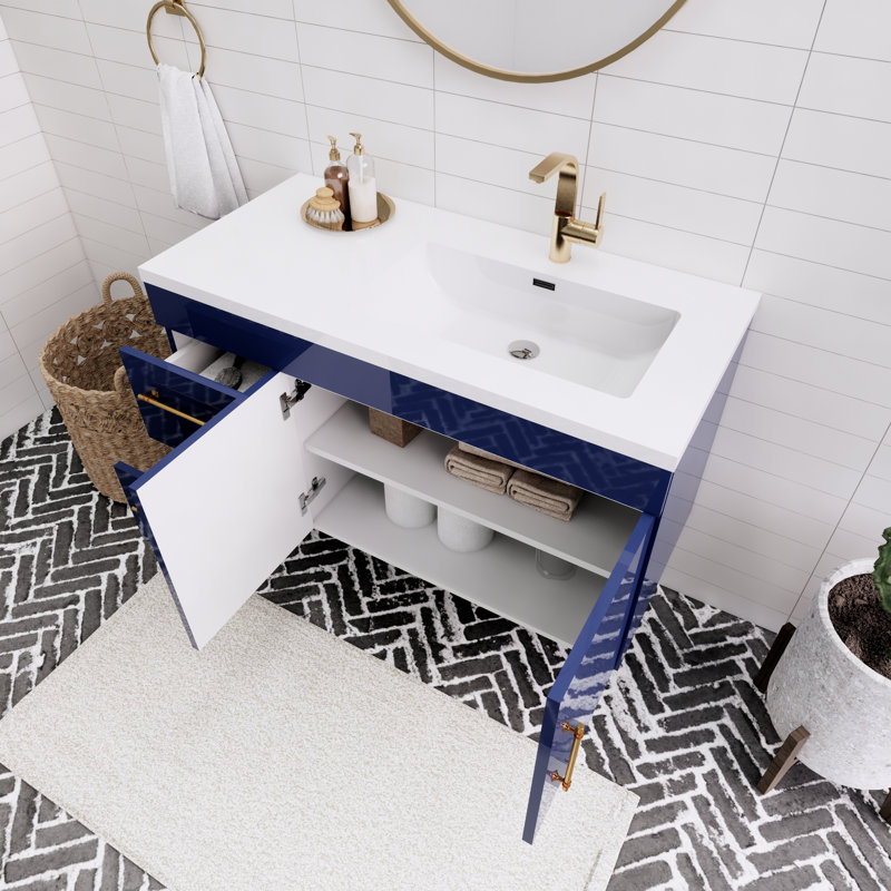 Ensemble de meuble-lavabo mural simple 41,75 "Spring, Bleu nuit