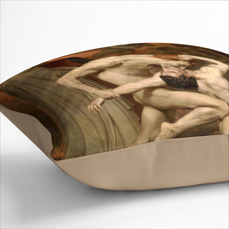 Dante And Virgil Square Throw Cushion, Stone, 40cm H x 40cm W x 15cm D