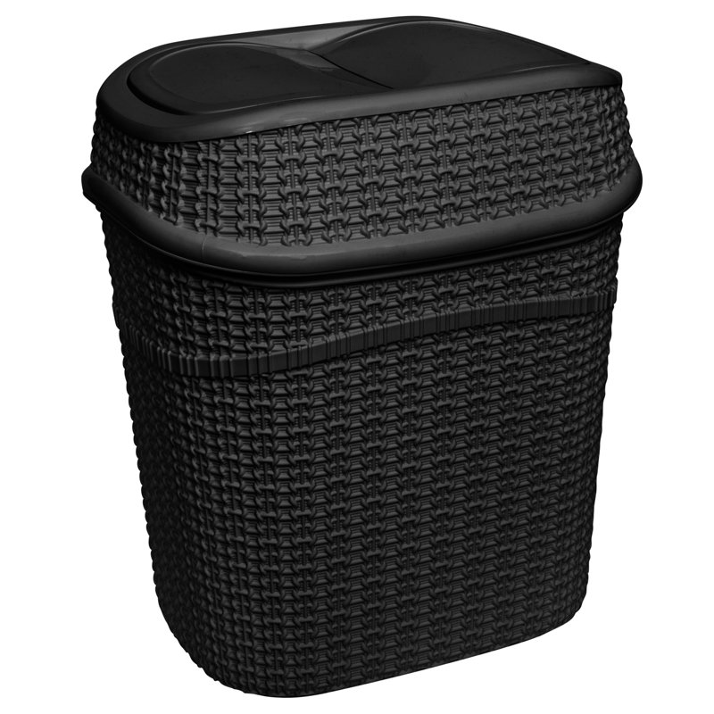 Matte Black Plastic Sailor Knot Swing Top Trash Bin