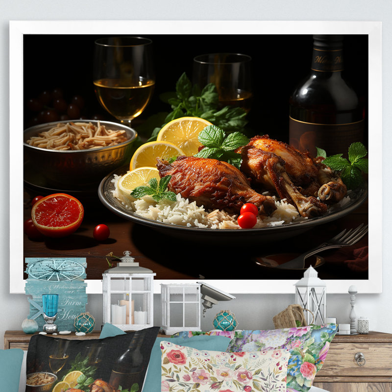 Aroma Cuban Food Impression II - impression, Cadre simple blanc, H 34 po x l 44 po x P 1,5 po
