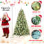 Arbre de Noël avec lumières DEL blanc chaud - pointes en PVC et aiguilles dures, pommes de pin, conception à branches articulées, support en métal robuste - arbre de Noël réaliste-1458775636