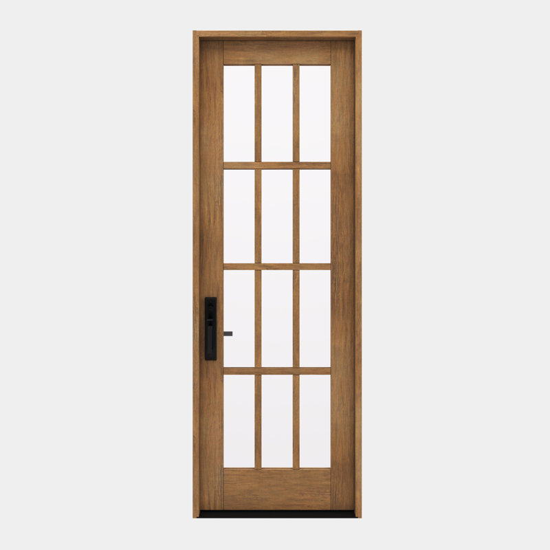 G112-SW-96 | Porte simple de 96 po, extérieur pré-monté RTA, SDL 12 Lite, bois d'acajou brut, 33.75" x 98" [32" Door]