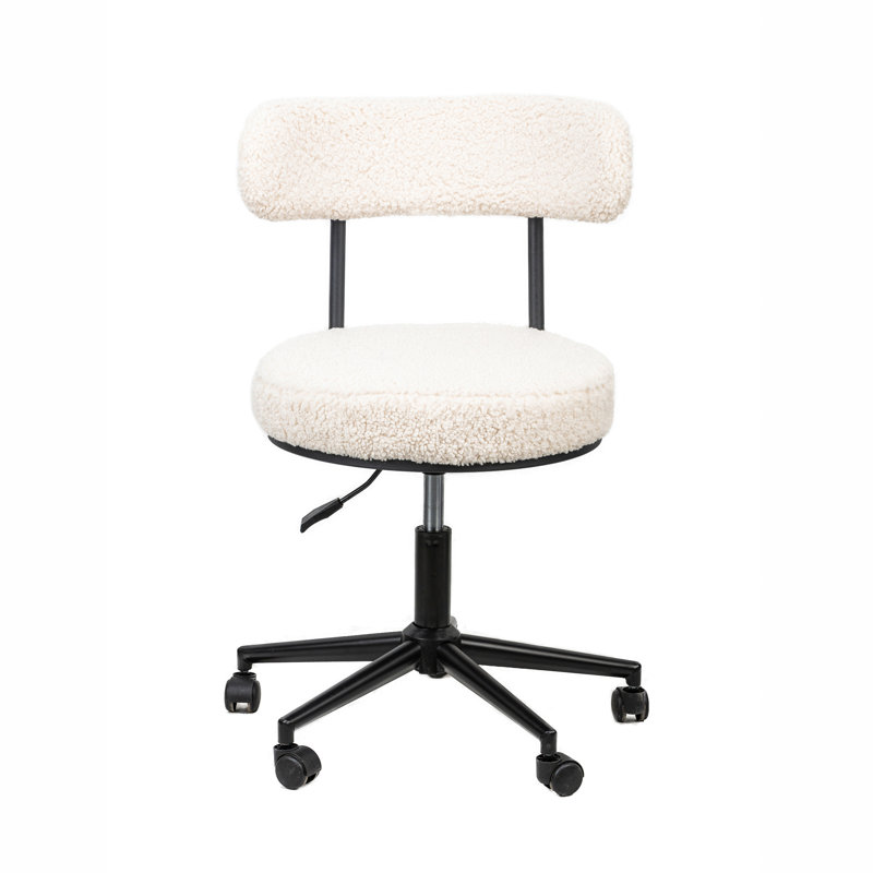 Chaise de bureau réglable Horta, Bouclé, Blanc