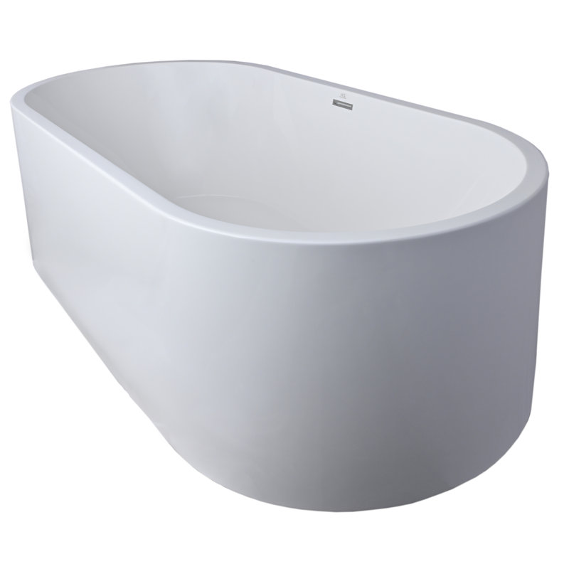 LIDO 66" Freestanding Thermal Air Solid Surface Bathtub, Satin Chrome