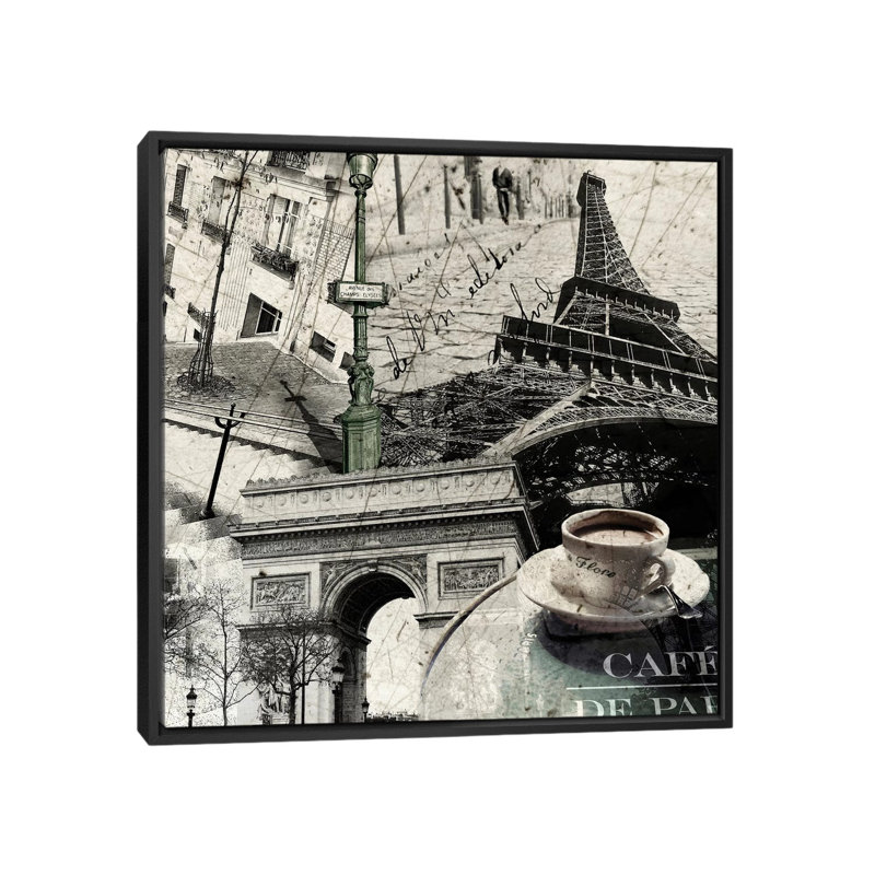 Paris par GraphINC - impression sur toile tendue, H 18 po x l 18 po x P 1,5 po, Toile avec cadre noir