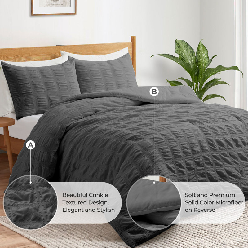 Gray Full Down Alternative Microfiber Comforter Set