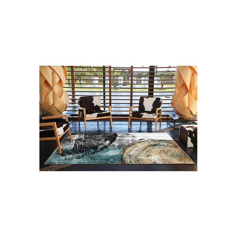 Tapis décoratif à motif de souche d'arbre lavable à la machine, Rectangle 2 pi 6 po x 4 pi 11 po