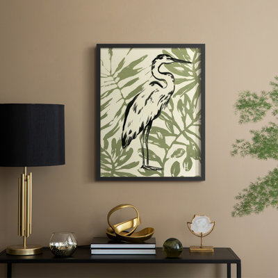 Retro Parlor Heron I, reproduction encadrée - bois massif