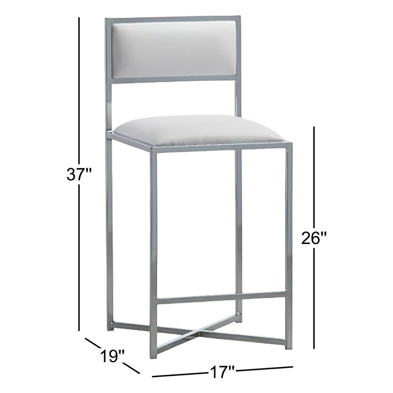 Tabouret de bar et de comptoir Malen, Tabouret de comptoir (siège d'une hauteur de 26 p, Blanc