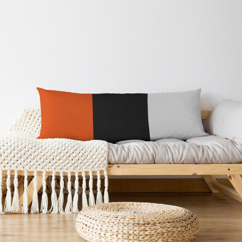 Polyester Medium Pillow, Orange/Black Middle, Aaru 