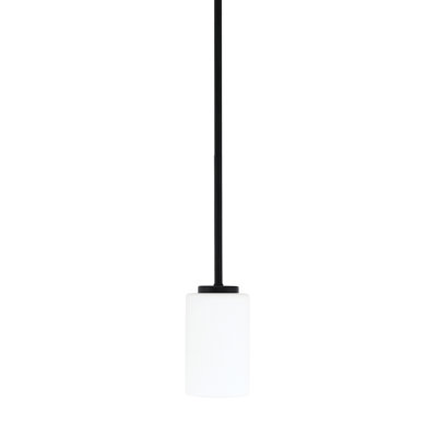 Mini-luminaire suspendu 1 lumière Amarmula, finition noir mat, verre texturé transparent de 5 po