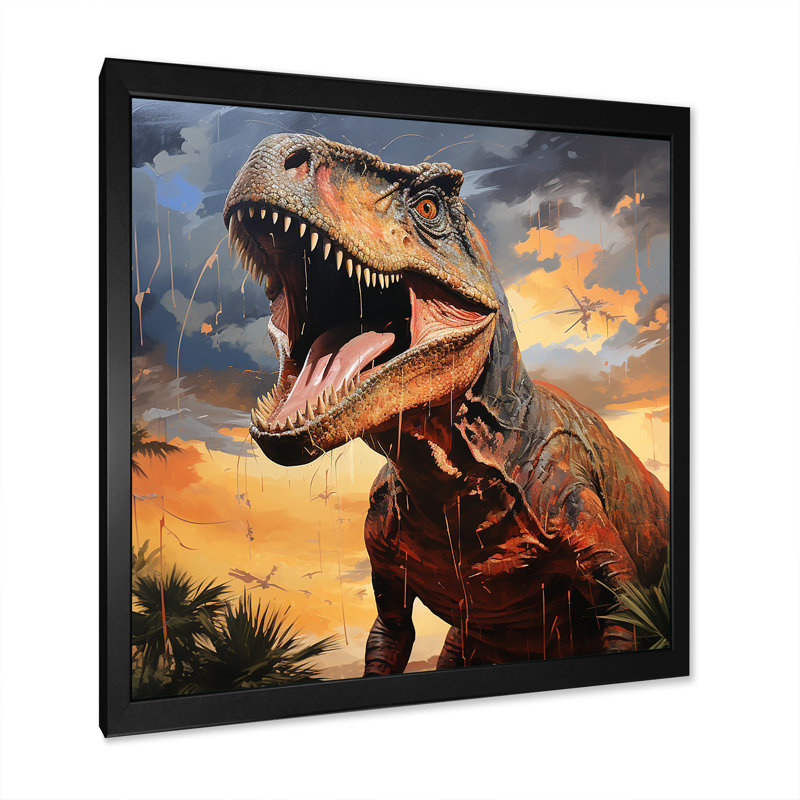 Anciens chasseurs de dinosaures - art de mur de dinosaure, Cadre simple noir, H 30 po x l 30 po x P 1,5 po