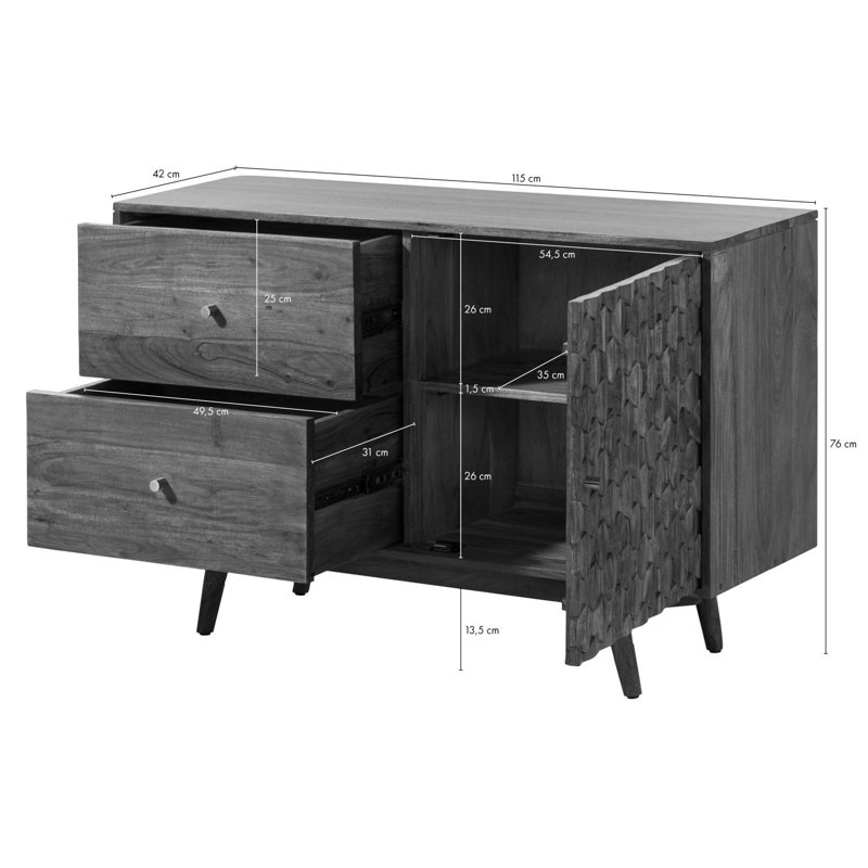 Mosayk 115cm Solid Wood Sideboard