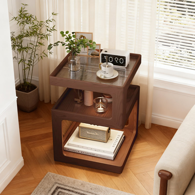 15.75cm W Solid Wood Bedside Table, Brown