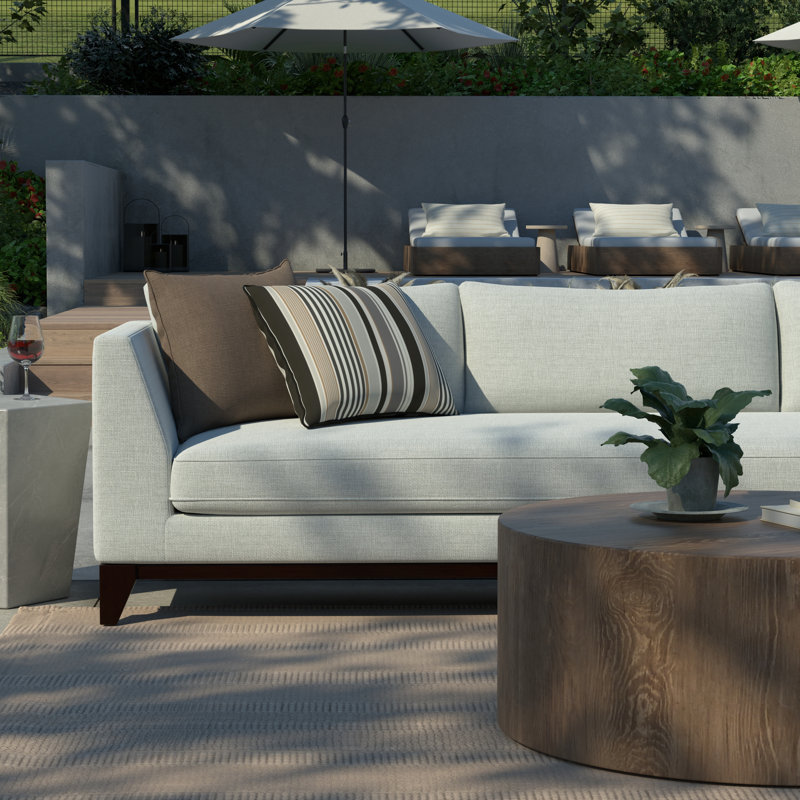 Lillian August Outdoor Living Lagoon Lumbar Pillow Cover, Newport Stripe Onyx, 20"H x 20"W