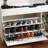 Entryway Bench With Shoe Storage, 3 Flip-Up Drawers, Hidden Cabinet, Space Rotating Rack, Triple Lift-Top Compartment, Waterproof And Scratch- , Comfortable Cushion For Hallway Living Room, White-1549378860