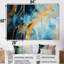«Blue Sparkling Glam Gold Streams - Abstract Modern Waves», ensemble de reproduction d'art mural-452292836-452292838