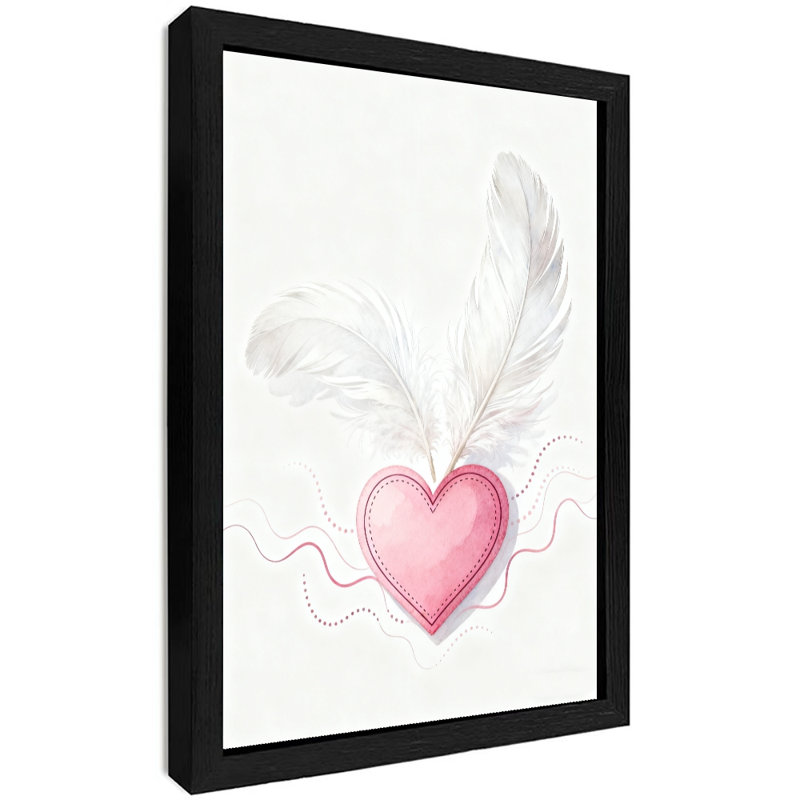 Art mural rétro noir, plume d'amour, impressions de style rétro, H 11 po x l 9 po