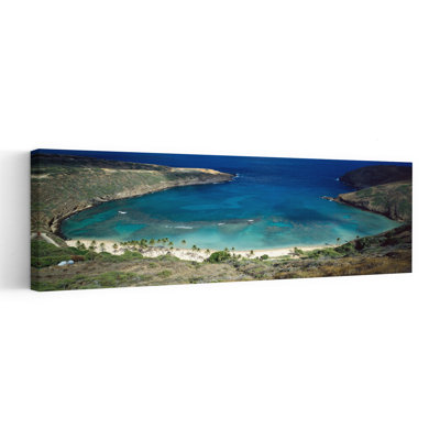High Angle View Of A Coast Hanauma Bay Oahu Honolulu County Hawaii USA by Douglas Peebles - Wrapped Canvas Panoramic Print