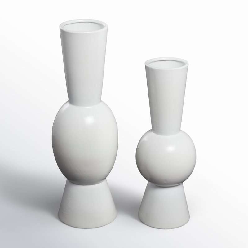 Mable Ceramic Table Vase, White