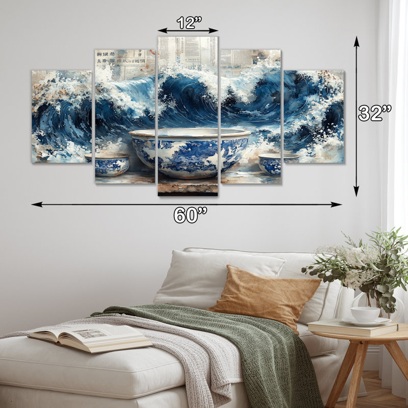 «China S Edge of Wonder Chinoiserie Pottery V - Boho Pottery», art mural sur toile