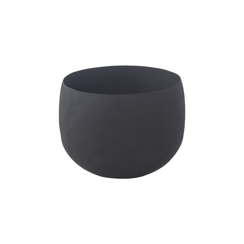 Pot à fleurs rond fait à la main intérieur / extérieur avec drainage Eden, Petit, Noir