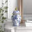 Manado 14" Ceramic Temple Jar with Lid Contemporary Vintage Style Blue and White Chinoiserie Floral Design