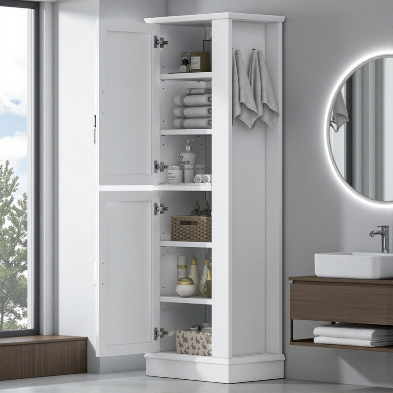 Tall Freestanding Bathroom Storage Cabinet, White