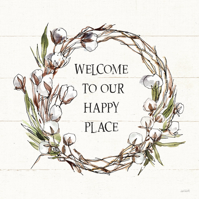 " Country Life VII Welcome ", 12" H x 12" W x 1.25" D, Black Framed Canvas, No