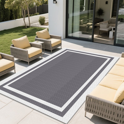 Tapis de camping durable et durable en gris avec tapis d'extérieur réversible imperméable