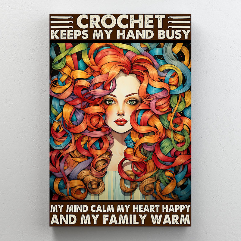 Crochet Keeps My Hand Busy 1 - 1 Piece Rectangle G " Crochet Keeps My Hand Busy 1 ", H 36 po x l 24 po x P 1,25 po