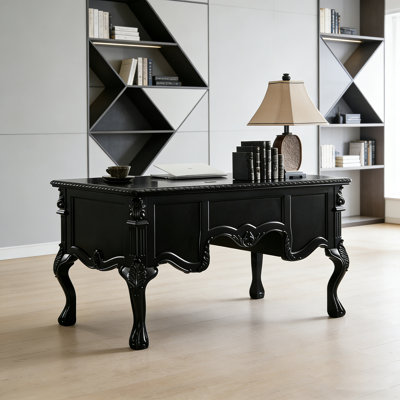 Black French-style Retro Carved Design Desk