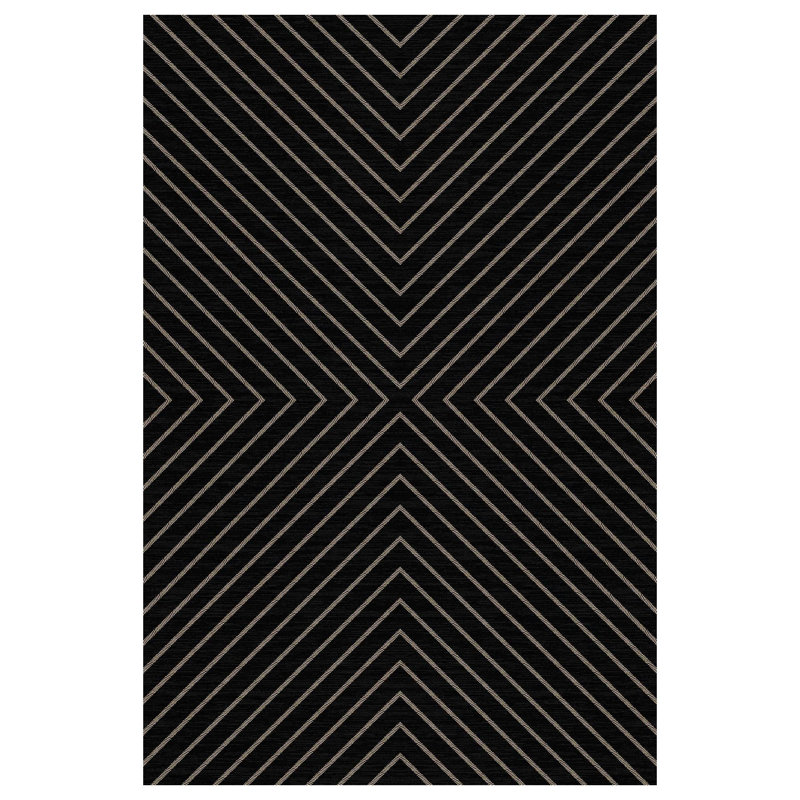 Tapis linéaire lavable pour l'intérieur et l'extérieur, 5*7ft(Black)