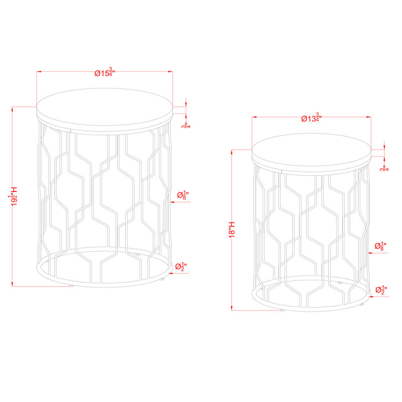 Crowne 2-Piece Nesting Tables, Purple 