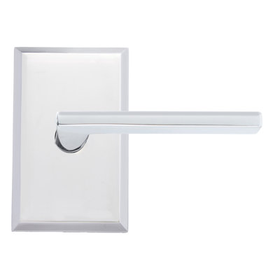 Bravura 839-G1 Delray Passage Lever on Beveled Rectangular Rose in Polished Chrome
