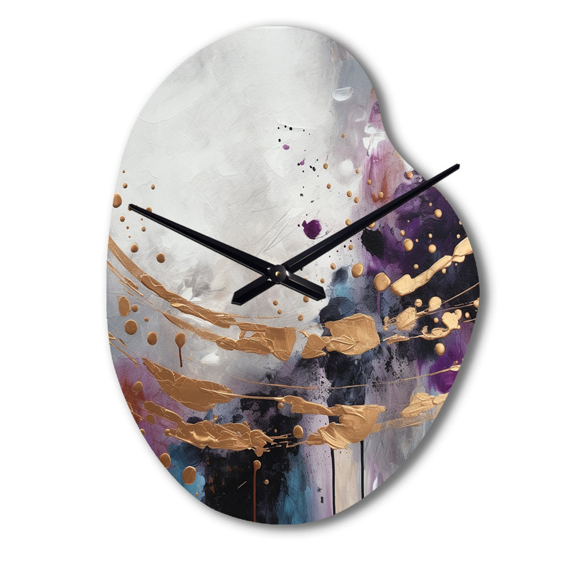 «Bold Circles And Marble Fusion IV», horloge asymétrique en métal, forme unique en or, Petit