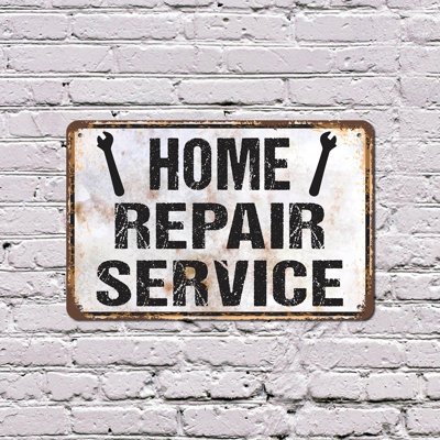 Home Repair Service Vintage Style 10 Inch x 14 Inch Plastic Sign