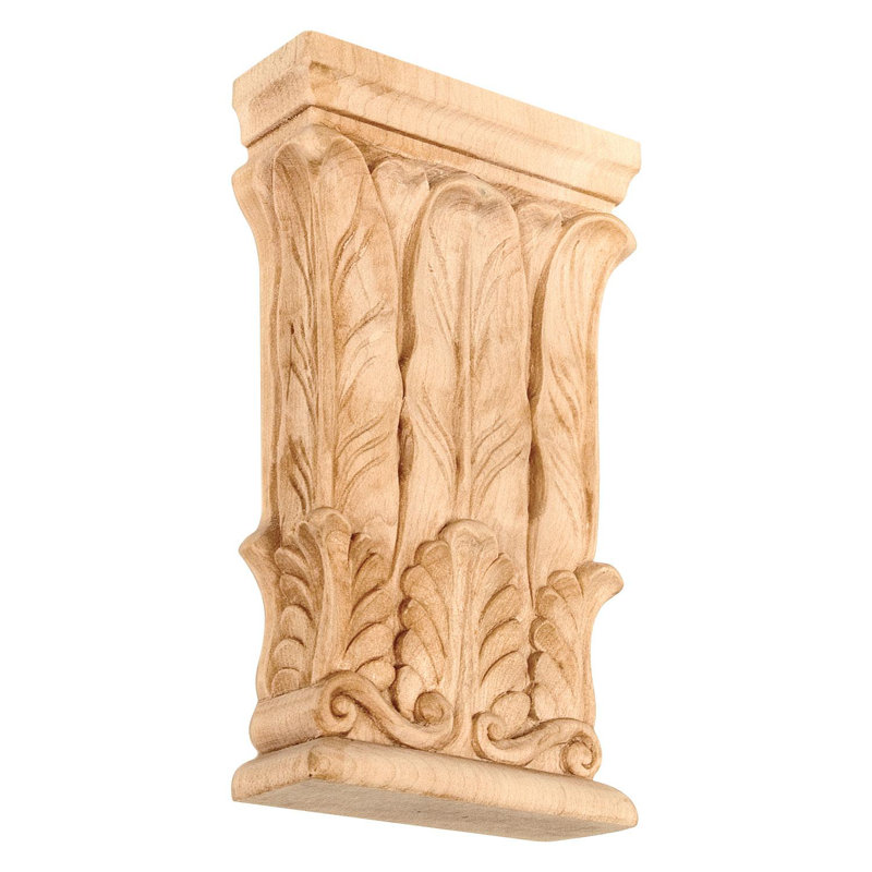 Alder Wood Unfinished Acanthus Decorative Accent Tile Set
