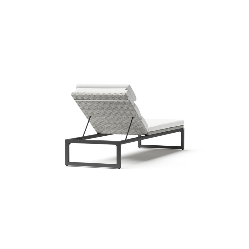 Milo Reclining Chaise Lounge with Cushion, Canvas Navy Sunbrella® Canvas, Gray