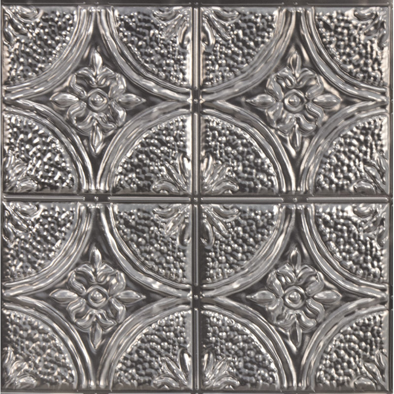 Camden 10'' W x 10'' L Vinyl Peel and Stick Mosaic Tile, Antique Silver