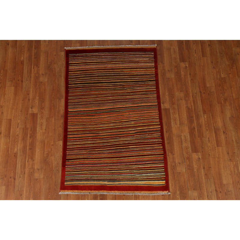Tapis rayé moderne Gabbeh 3 x 5