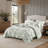 5 Pieces King Comforter Set with Decorative Pillows Floral Ruffle Reversible Microfiber 104x90