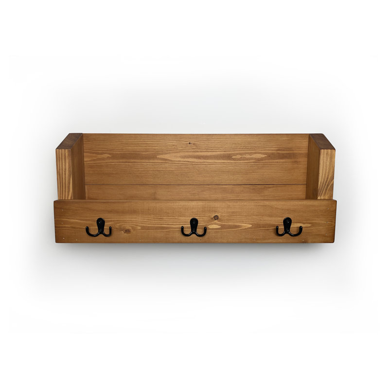 Kirstin Solid Wood Wall 3 - Hook Wall Mounted Coat Rack, Walnut