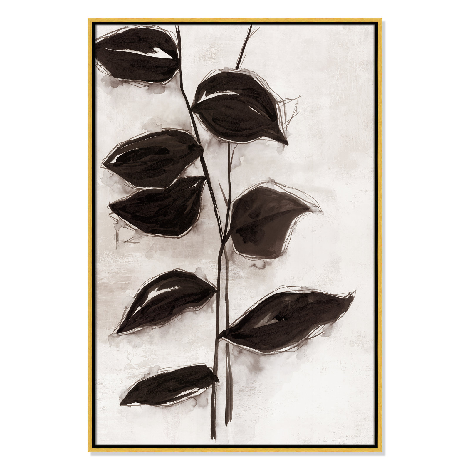 Leaves I by Eva Watts, 37.5" H x 25.5" W x 2" D, Gold Framed