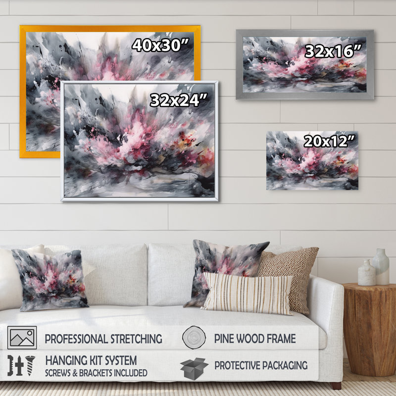 «Evolving In Pink Grey», impression sur toile, H 16 po x l 32 po x P 1 po, Toile tendue