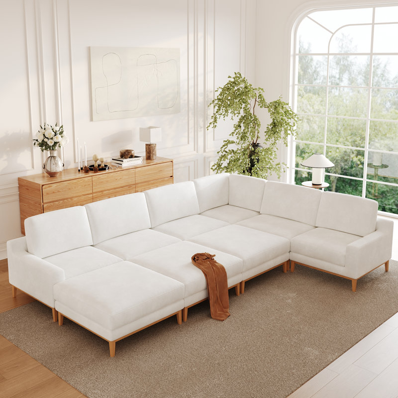 Canapé modulaire rembourré Bourbeau, White Polyester