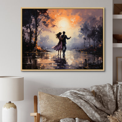 Romantic Couple Landscape Dancing In Park II - Romantic Landscape Wall Art
